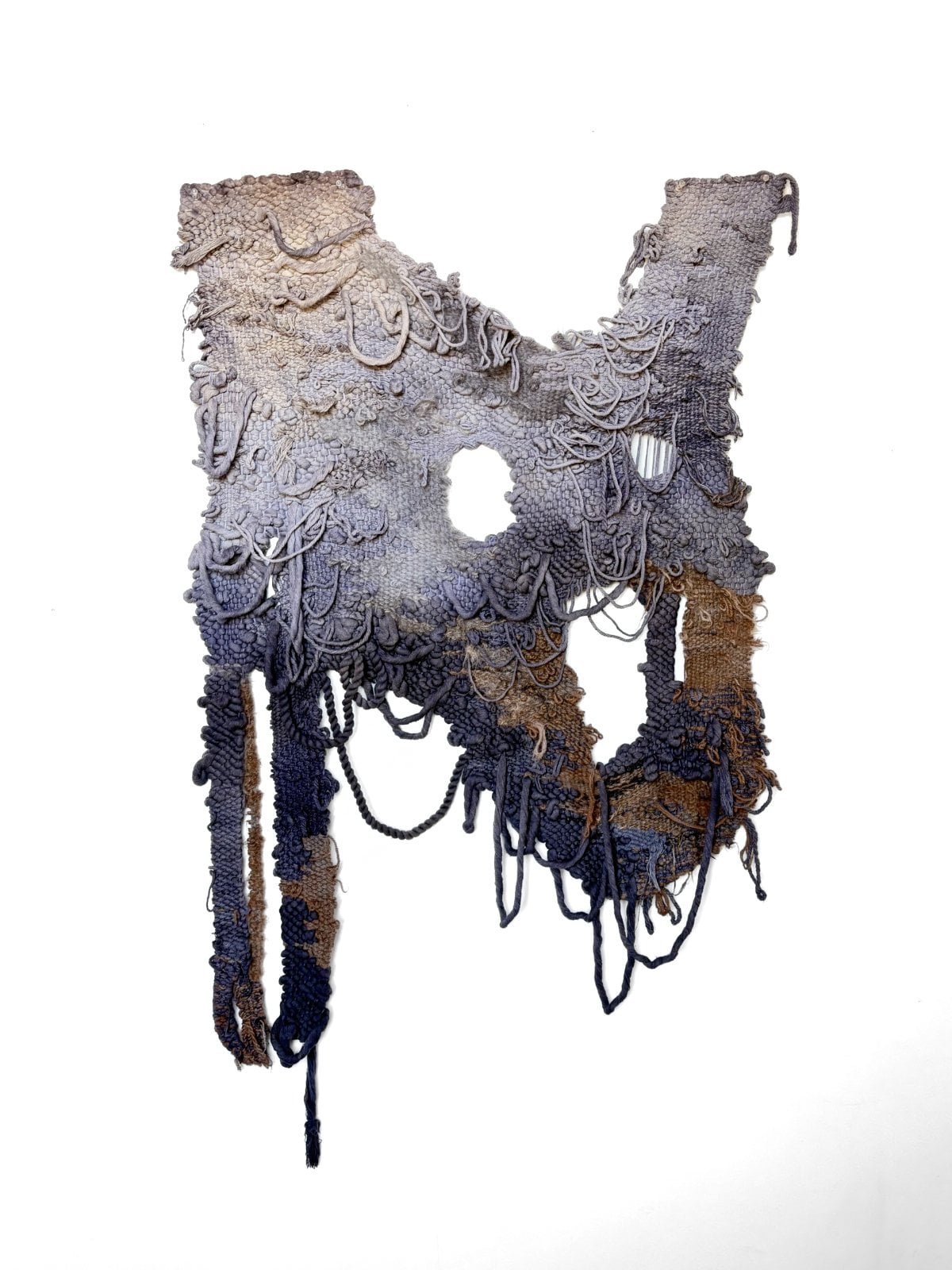I’m taking this bone wind home  Wool, silk, cotton, linen, alpaca, oak gull, black walnut, iron  49” by 28.5”  2026