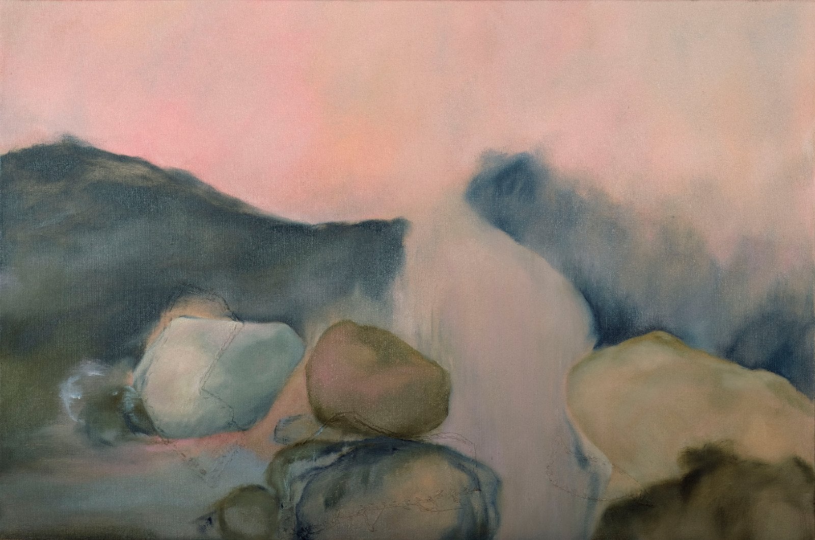 Otros mundos, oil and linen patches on linen, 25"x34"